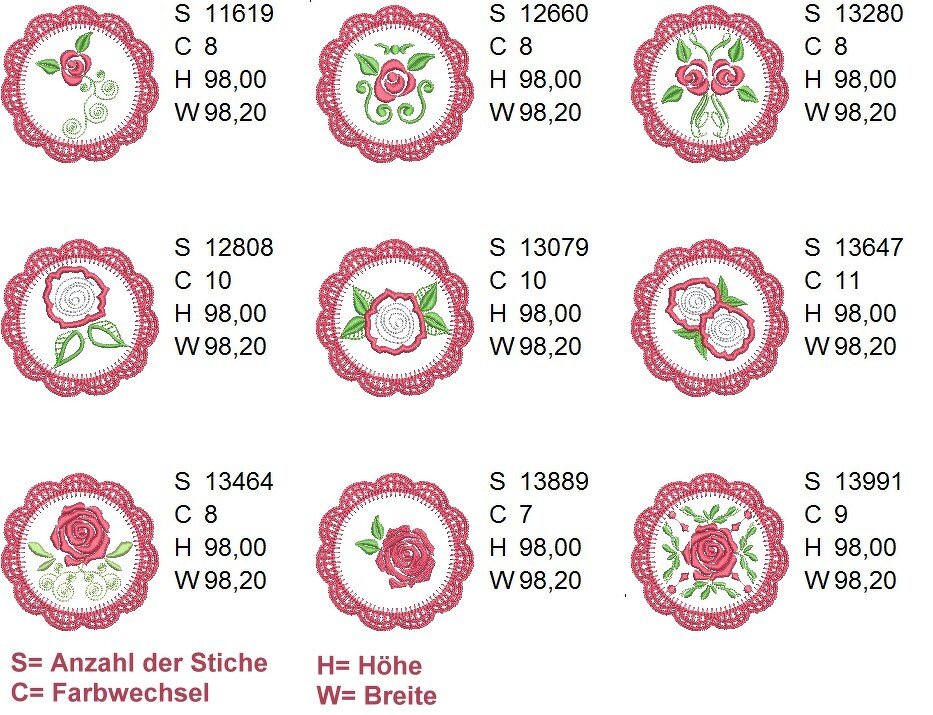 Crochet Roses 10x10 ith Stickdatei - Bild 11