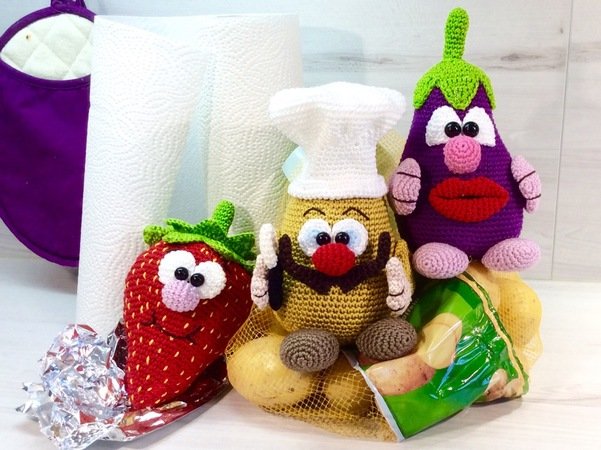 Crochet Pattern Kitchen Tools and Helper - The Kitchenkings Gini & Berry & Pelle - English