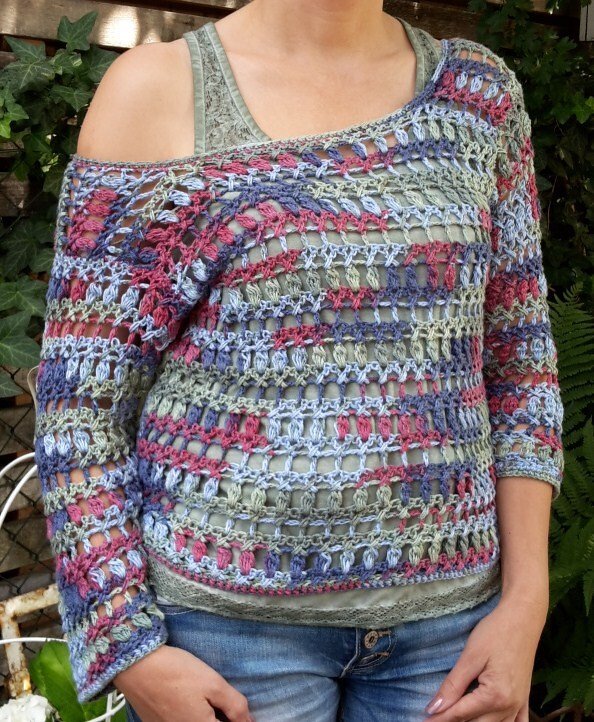 Häkelpulli für kühle Sommerabende Gr. 36/38 - Bild 5