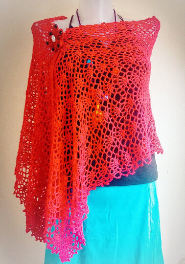 Spring and Summer Easy Crochet Women Wrap Pattern, Shawl, Scarf, US and UK standard included