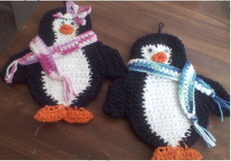 Patty &amp; Pete Penguin Potholders