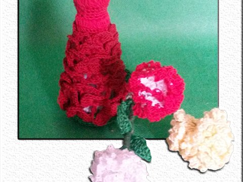 Häkelanleitung - Nelkenstrauß mit Vase