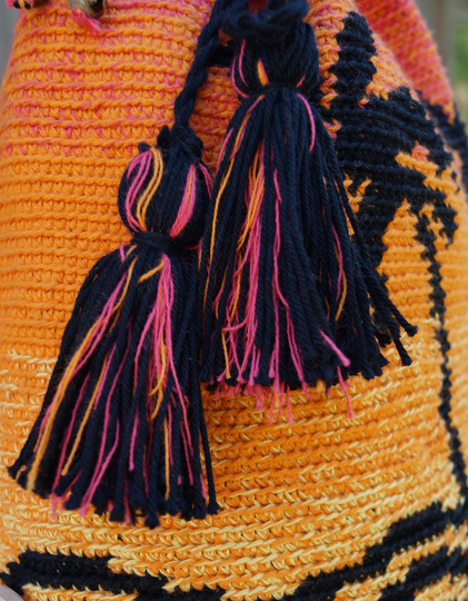 Anleitung zum häkeln *Sun Down* trendige Beuteltasche Rucksack mit Palmen- Sonnenuntergangsmmotiv