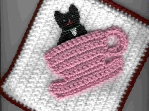 Kitty in Tea Cup Potholder 