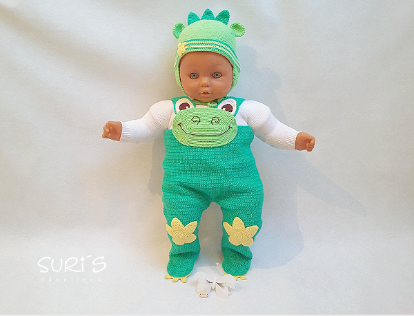 Häkelanleitung Babyset Dino Frido - Strampler & Mütze 3-6 Monate - Bild 2