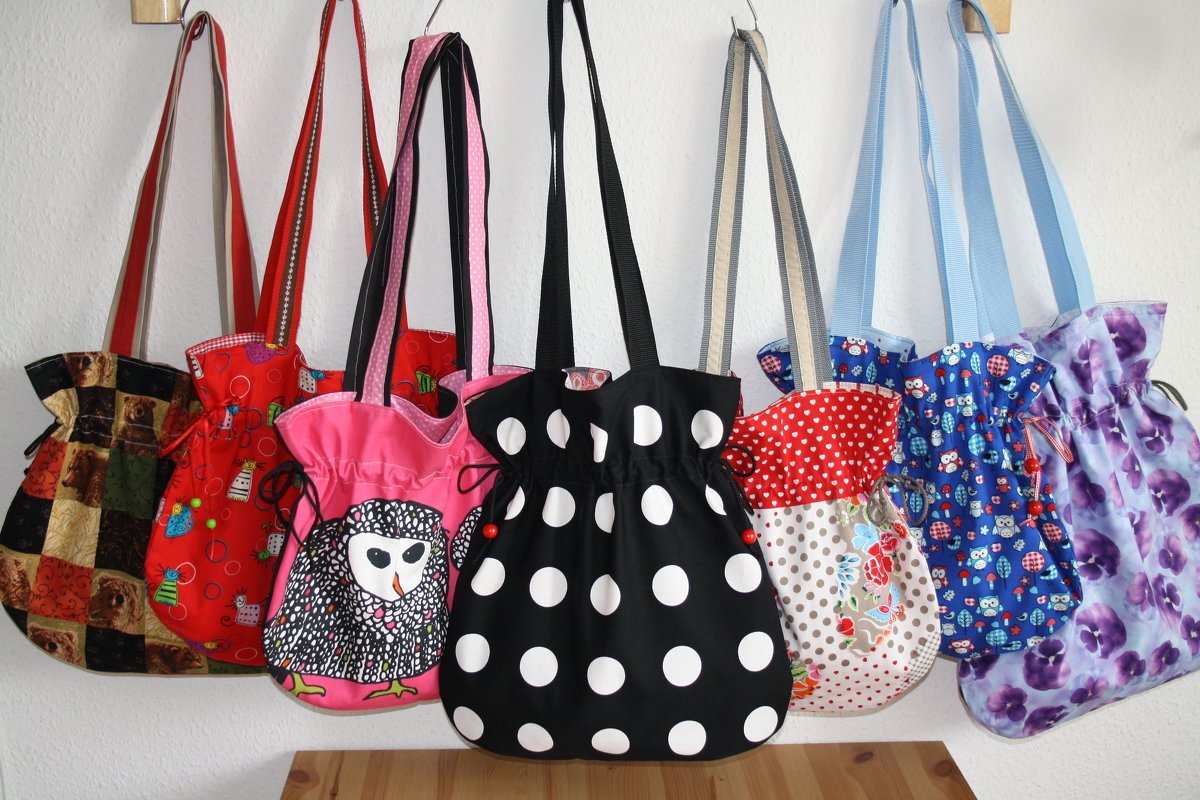 Nähanleitung Beuteltasche mit Zugbänder