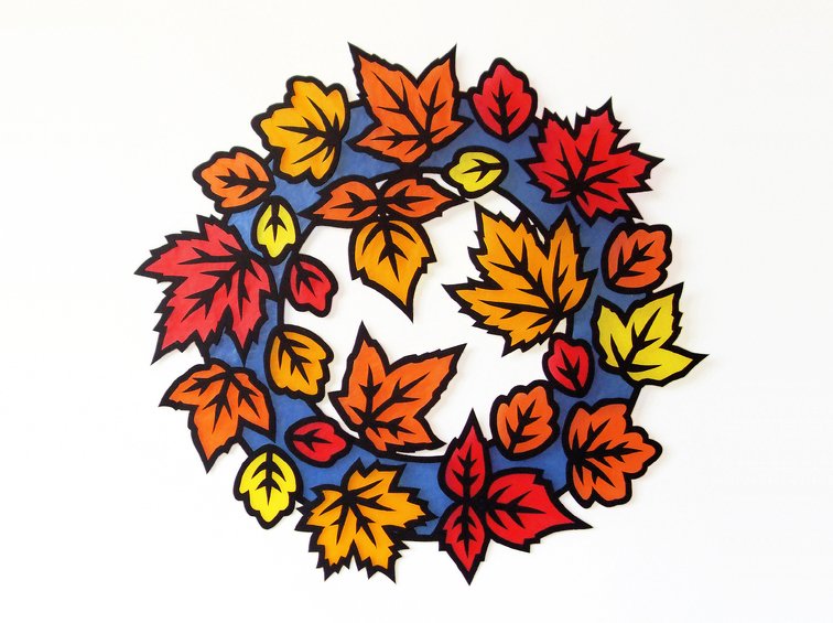 Fensterbild – Herbstkranz – Bastelanleitung und Vorlagen