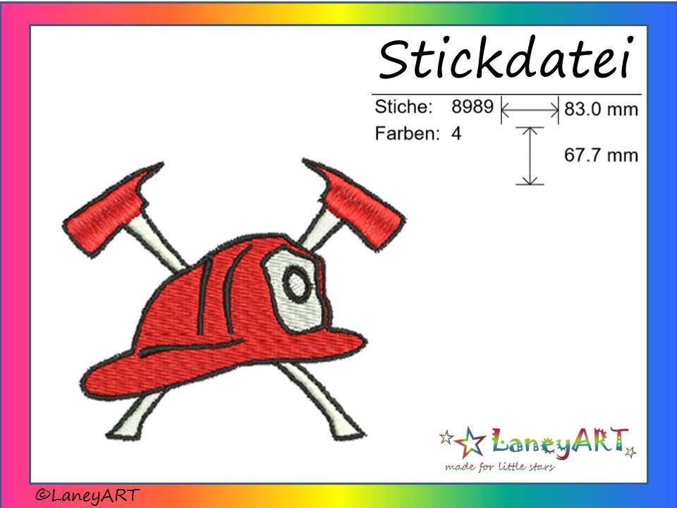 Stickdatei "Feuerwehr-Helm" Pes Format (Deco, Brother, Babylock) 