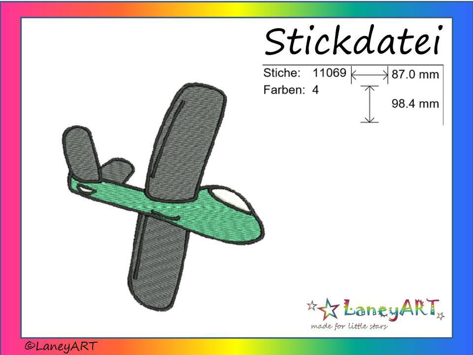 Stickdatei "Flieger / Flugzeug" Pes Format (Deco, Brother, Babylock) 