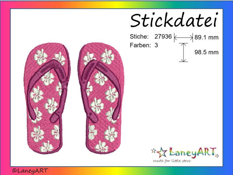 Stickdatei "Flip Flops" Pes Format (Deco, Brother, Babylock)