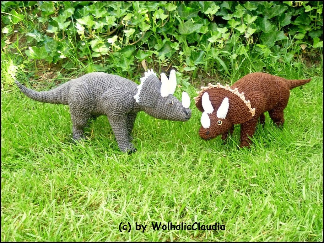 Häkelanleitung Sparset Dinosaurier Triceratops + Raptor - Bild 3