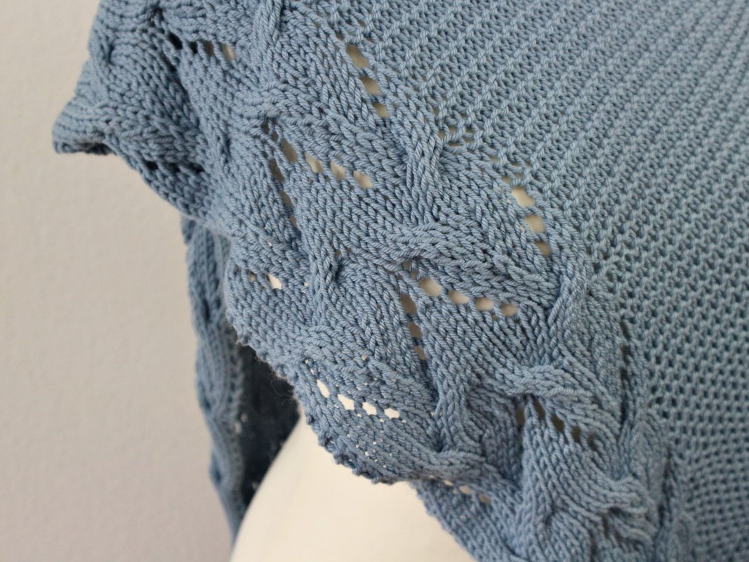 Knitting Pattern Asymmetrical Shawl with Lace and Cabels PDF Download - Image 10
