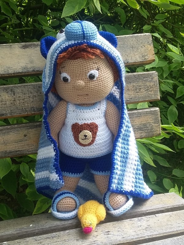 Häkelanleitung Puppe, Beno Bademaus - Bild 2