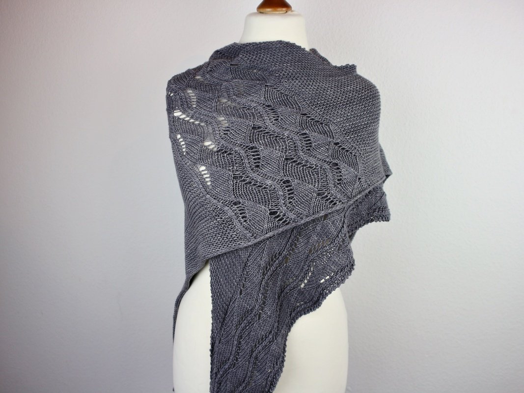Knitting Pattern Asymmetrical Triangle Shawl – Lace and Cable Design