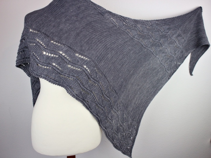 Knitting Pattern Asymmetrical Triangle Shawl – Lace and Cable Design