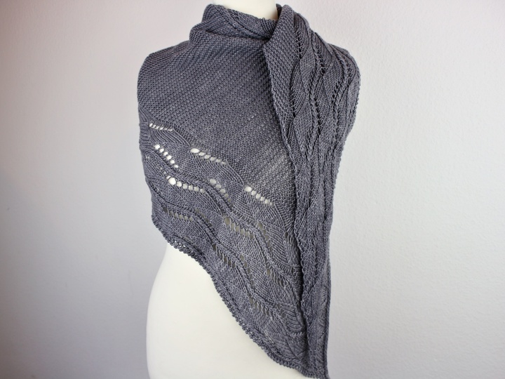 Knitting Pattern Asymmetrical Triangle Shawl – Lace and Cable Design