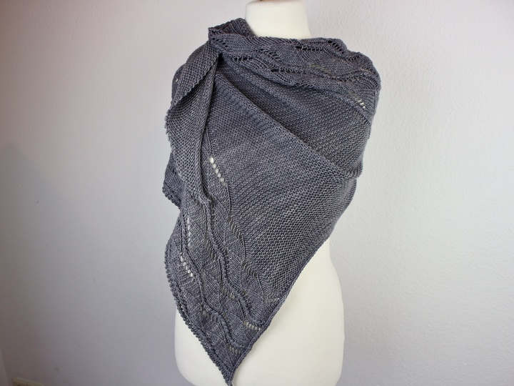 Knitting Pattern Asymmetrical Triangle Shawl – Lace and Cable Design