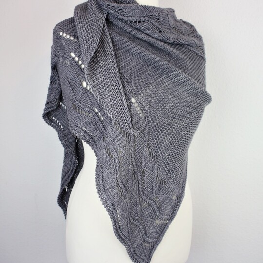 Knitting Pattern Asymmetrical Triangle Shawl – Lace and Cable Design