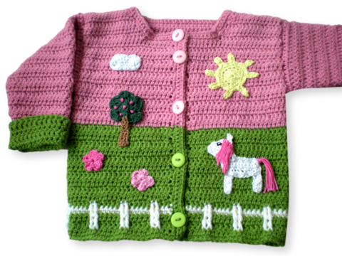 Häkelanleitung - Kinderjacke in 2 Größen - Auf der Pferdekoppel