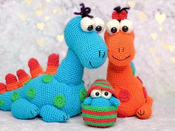 Dinosaur set Crochet Pattern 5 Dino crochet pattern applique Instant PDF Download