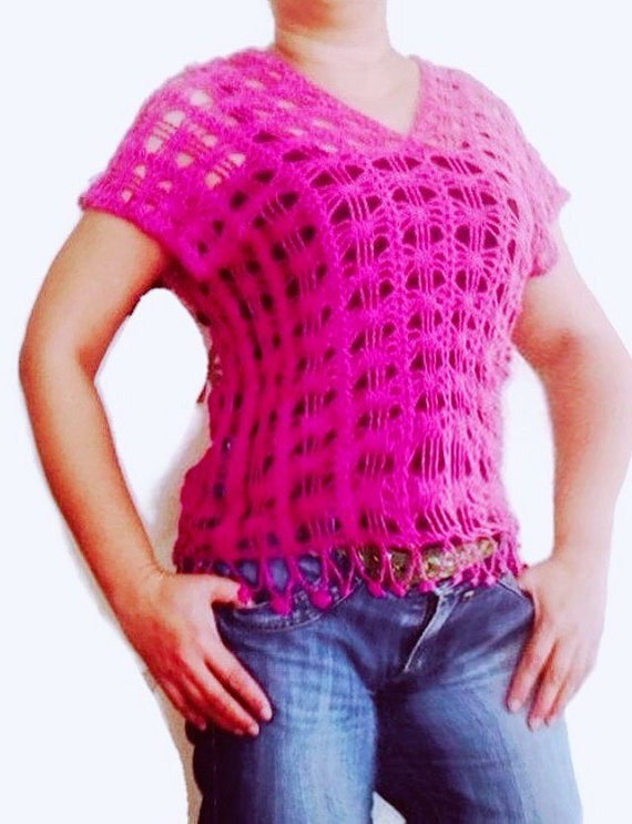 Pattern Crochet Tee Top, Adult Vest for Beginners size small to Large