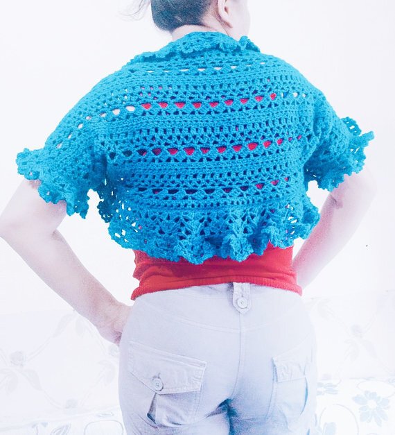 Super easy woman shrugs, woman bolero crochet pattern İnstant download, PDF - Image 6