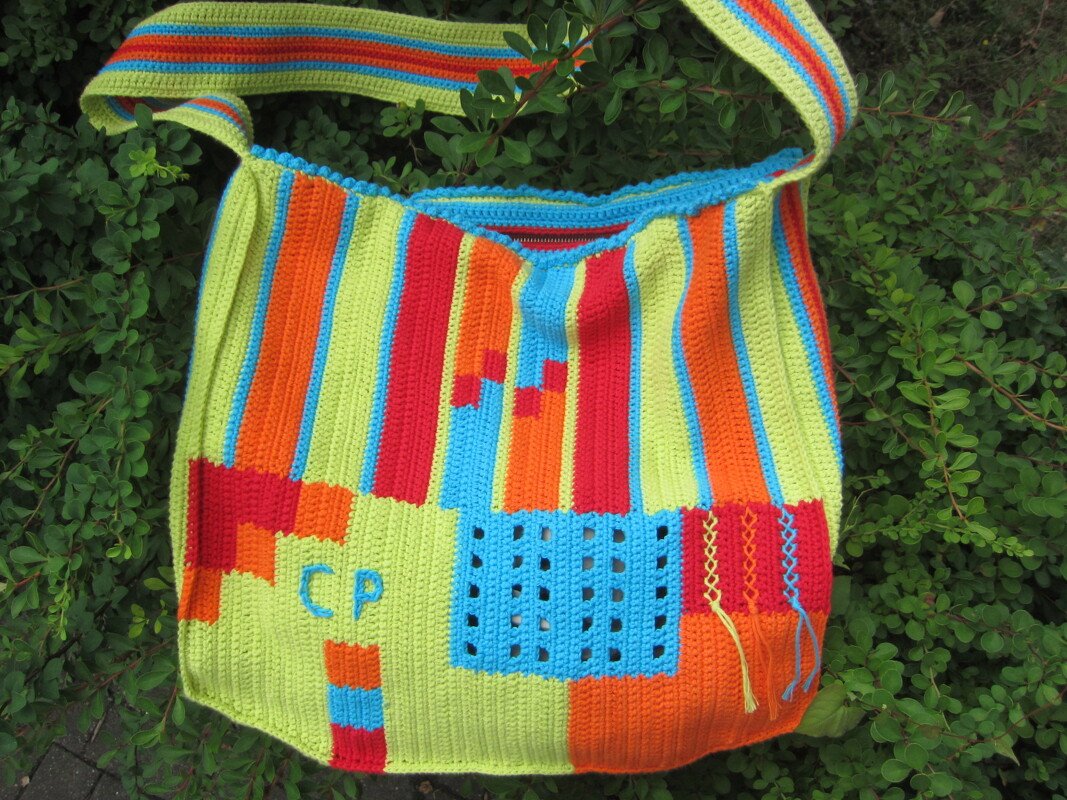 Crazy-bunte Allzweck-Umhängetasche – Tasche gehäkelt, Summer 2016, PDF-Anleitung Häkeln – für Anfänger geeignet