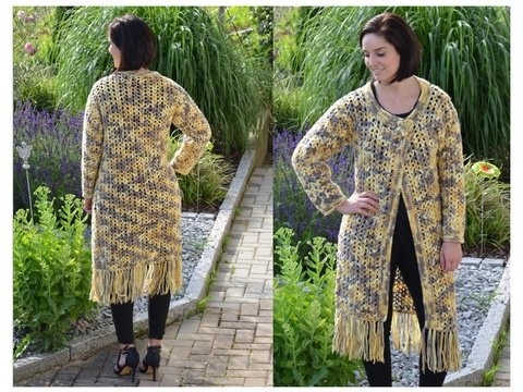 Häkelmantel mit Fransen