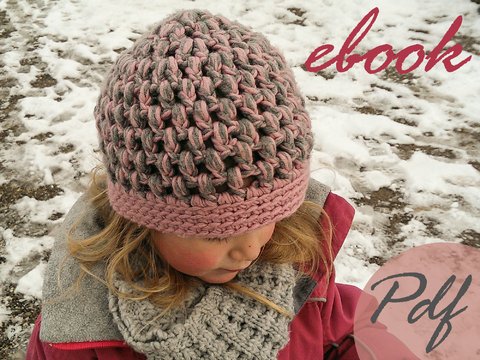 07 E-Book Häkelanleitung Mädchenmütze in rosa-grau