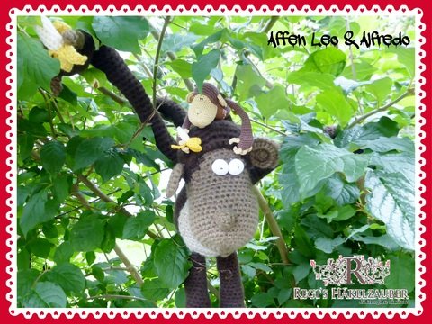grosses Kuscheltier Affe Leo mit Baby Alfredo