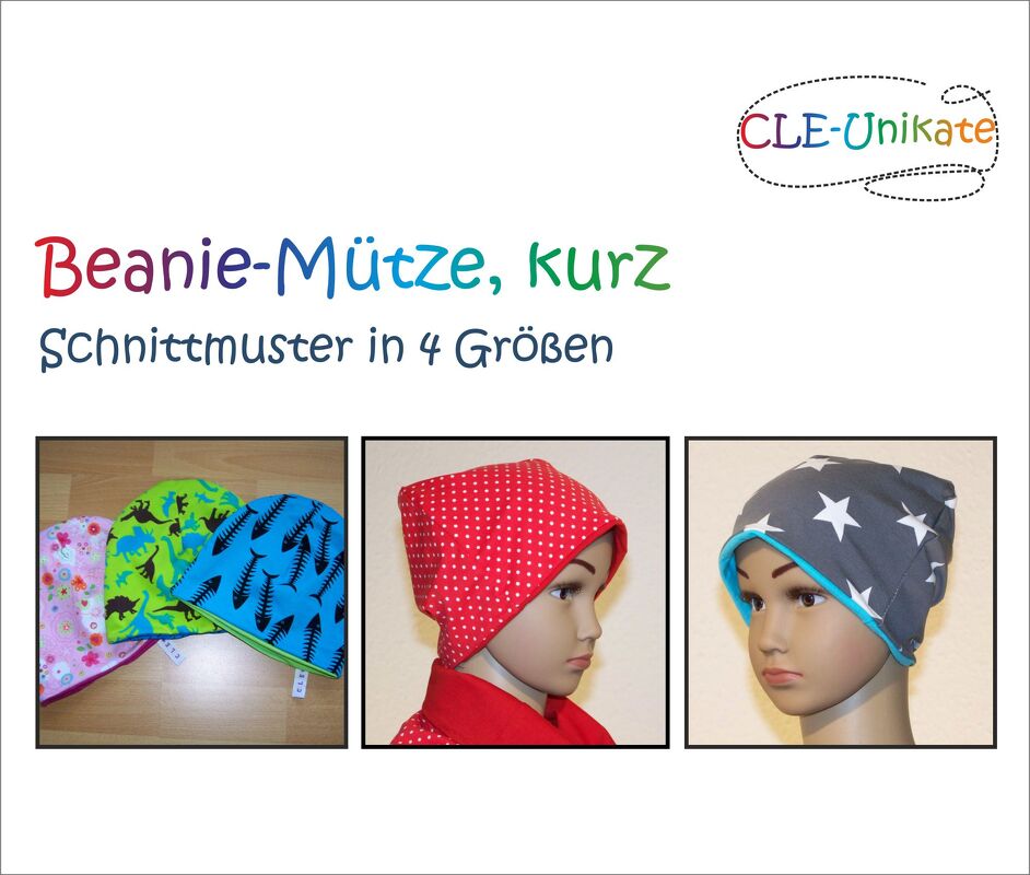 Beanie-Mütze, kurz, 4 Größen