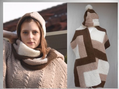 XXL-Schal und Mütze in 3 Farben 08/16 