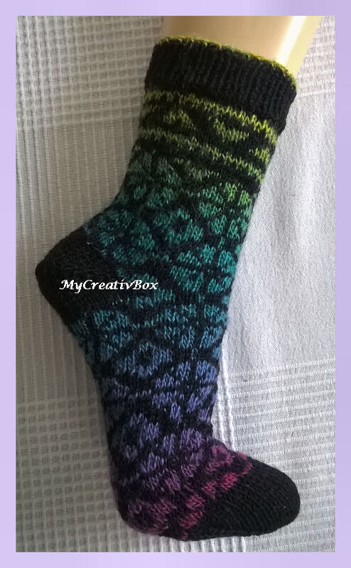 Sockenmuster "Smaragd" Gr.32-43 - Fair Isle Muster, gestrickt - Bild 2