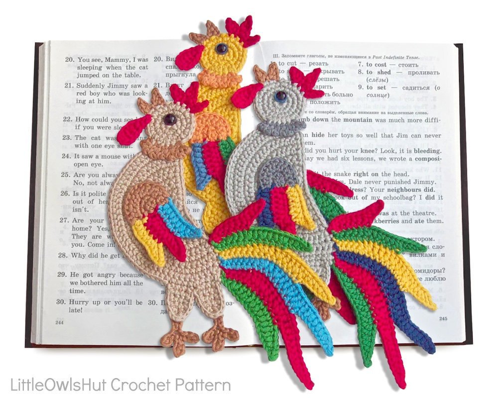 123 Crochet Pattern - Rooster decor or bookmark - Amigurumi PDF file by Zabelina Cp