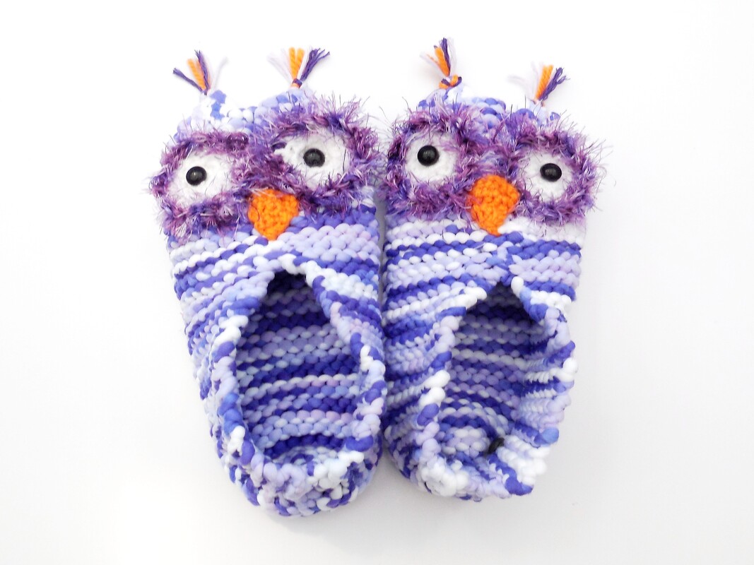 Strickanleitung - Eulenhausschuhe - Haussocken - Gr. 24 - 34