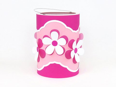 Rosa St. Martins-Laterne mit Blumen – Bastelanleitung und Vorlagen