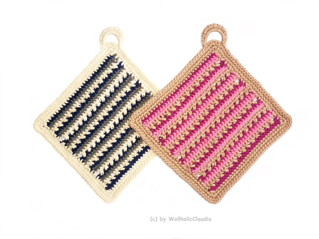 Häkelanleitung Topflappen im Mustermix