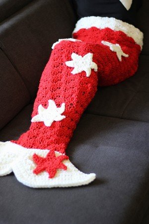 Häkelanleitung für eine weihnachtliche Meerjungfrau-Decke, auch für Anfänger!