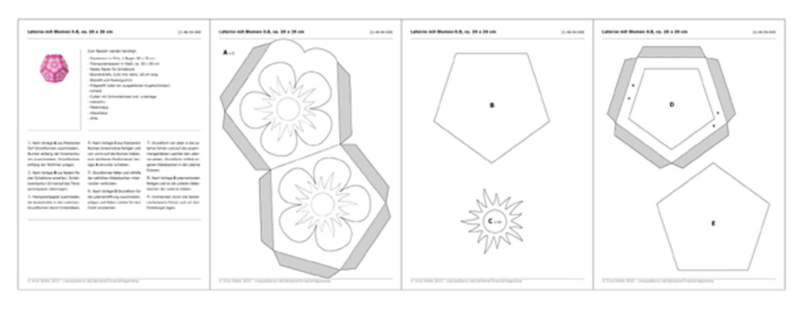 Zwei Laternen mit Blumen in Rosa (Sparset) – Bastelvorlagen und Anleitungen 