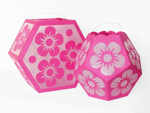 Zwei Laternen mit Blumen in Rosa (Sparset) – Bastelvorlagen und Anleitungen