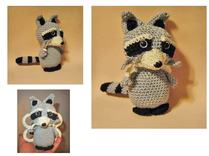 Kuscheltier Waschbär - auch als Greifling - Häkelanleitung