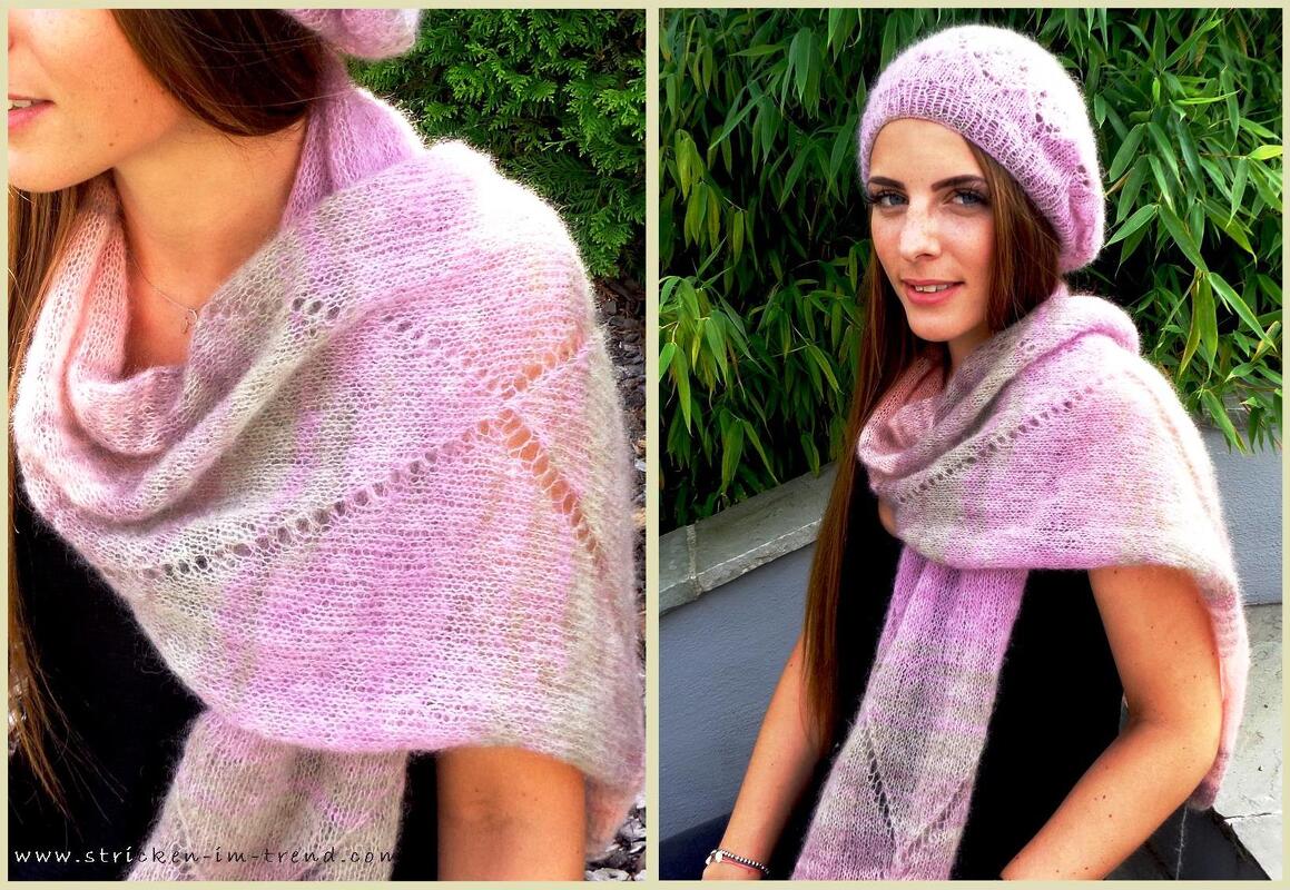 Strickanleitung für Schal und Beaníe in Silkhair | Schal#Beanie#Romantico