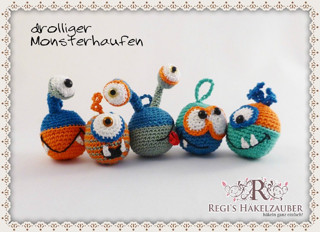 Drolliger Monsterhaufen Anhänger, Taschenbaumler - ratzfratz sind Garnreste weg!