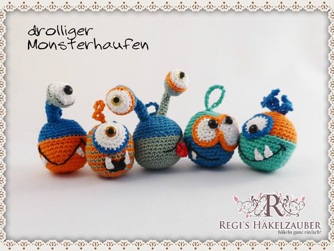 Drolliger Monsterhaufen Anhänger, Taschenbaumler - ratzfratz sind Garnreste weg!