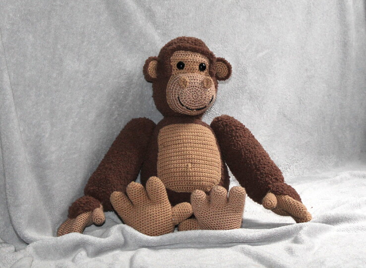Gorilla häkeln – ein großes Kuscheltier von ca. 60 cm (deutsche Anleitung)