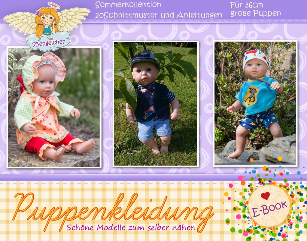 20 Schnittmuster Sommer Puppenkleidung Gr. 36 cm