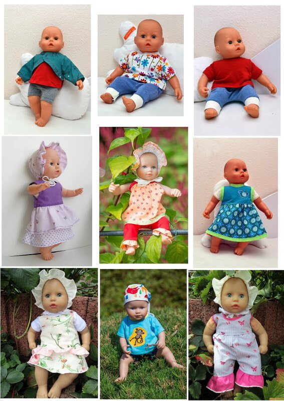 20 Schnittmuster Sommer Puppenkleidung Gr. 36 cm