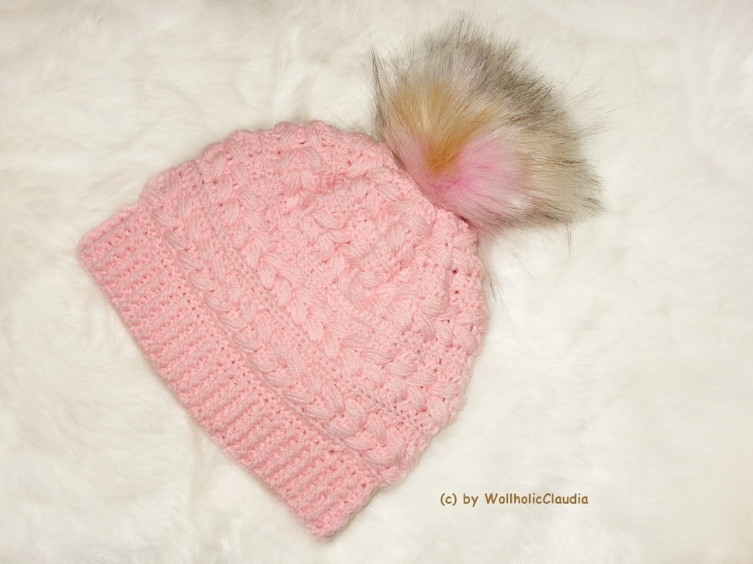 Häkelanleitung Mütze im Zopfmuster