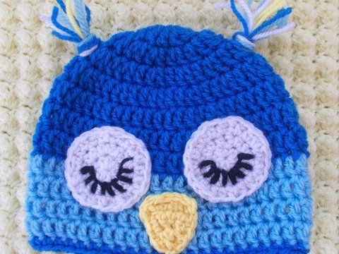 Häkelanleitung Babymütze "Eule Schuhuhu" für Kopfumfang 34