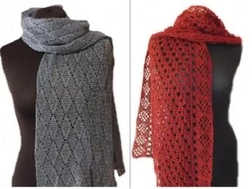 Sparset / 2 Häkelanleitungen Häkelstola Lochmuster Lace Kisajata Memoralasi